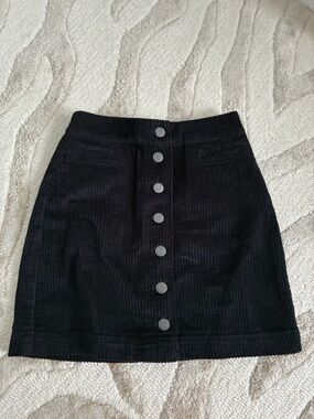 Wilfred Black Corduroy Button-Front Mini Skirt
